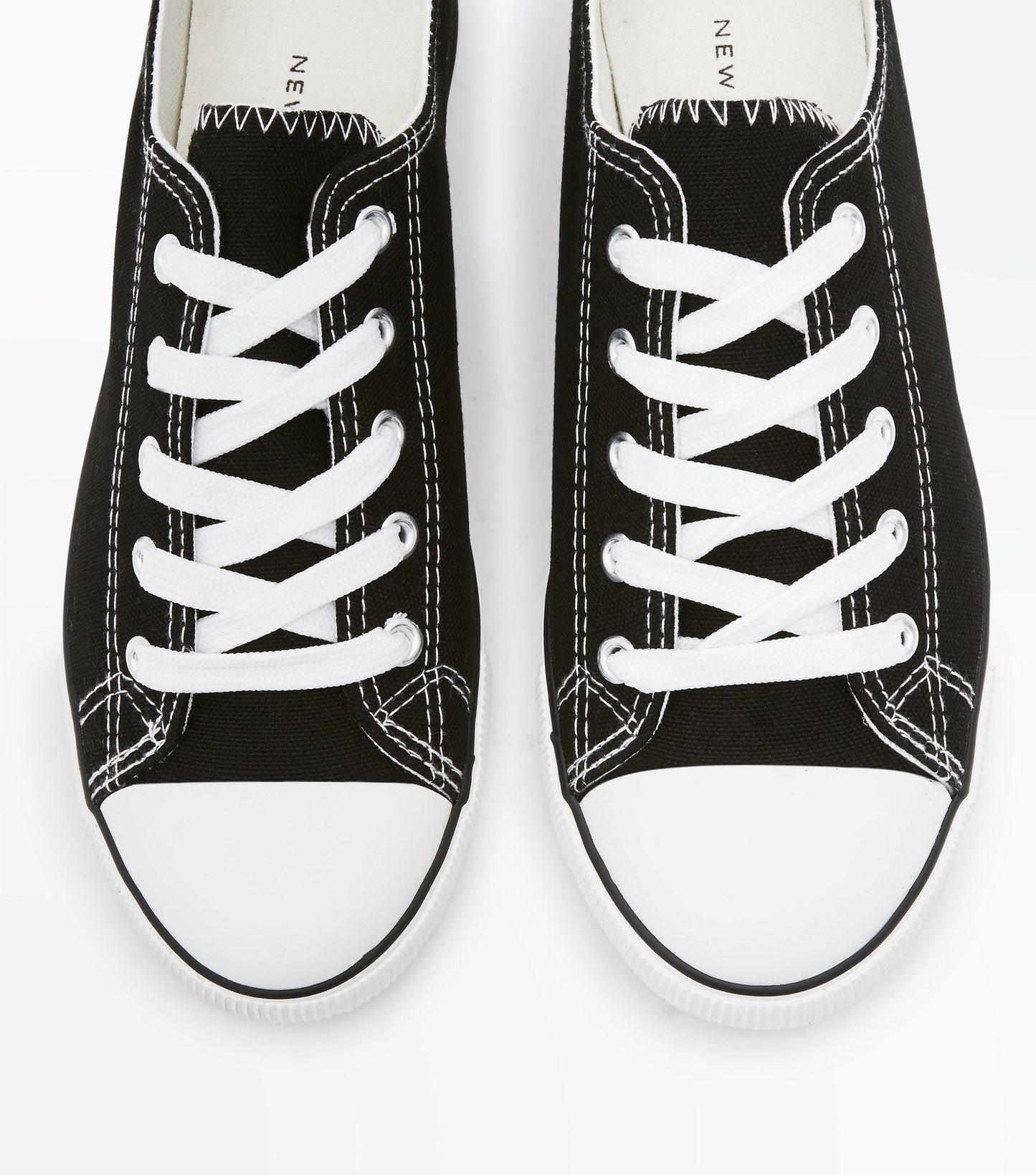 Black Canvas Stripe Sole Trainer
