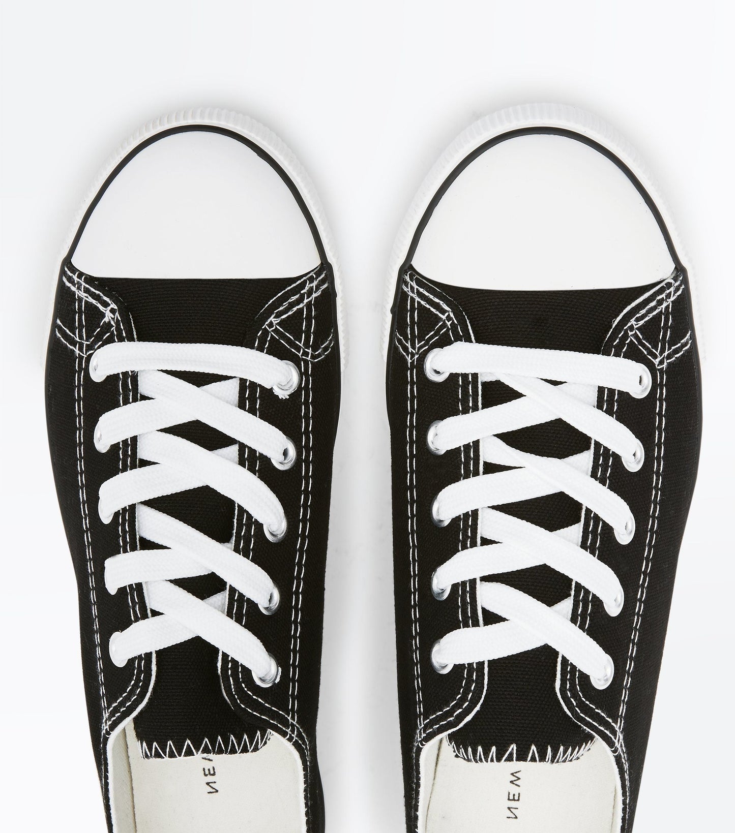 Black Canvas Stripe Sole Trainer
